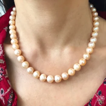 Natural Pink Pearl Single Strand 10 mm Necklace