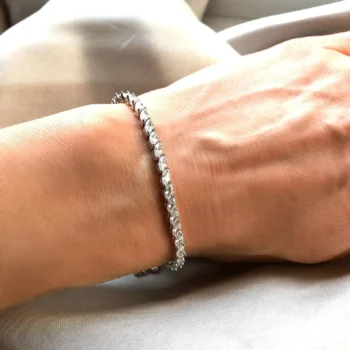 Sterling Silver White Topaz Marquise Slider Bracelet