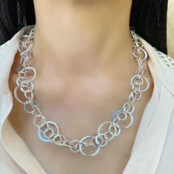 Sterling Silver Abstract Circles Necklace