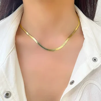 Silver Gold Vermeil Slimline Herringbone Necklace