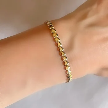 Yellow Gold Vermeil Sterling Silver Mini Heart Adjustable Slider Bracelet