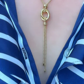 Sterling Silver Gold Vermeil Love Knot Popcorn Chain Tassel Necklace