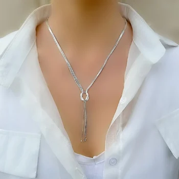 Sterling Silver Love Knot Tassel Necklace