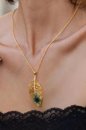 14K Solid Gold Peacock Necklace – Elegant Bird Pendant