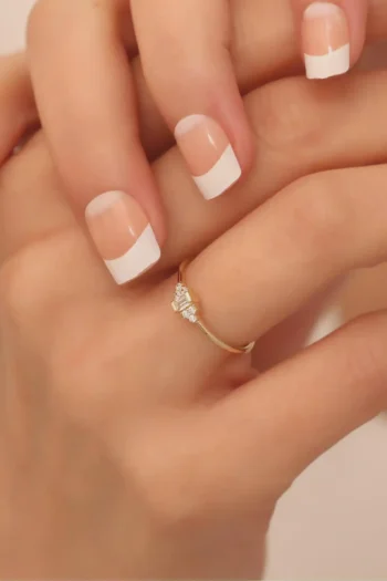 14K Yellow Gold Zircon Ring – White Stone Gemstone Ring