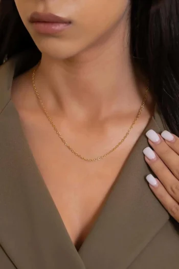 14K Solid Gold Pencil Chain Necklace – 1 mm