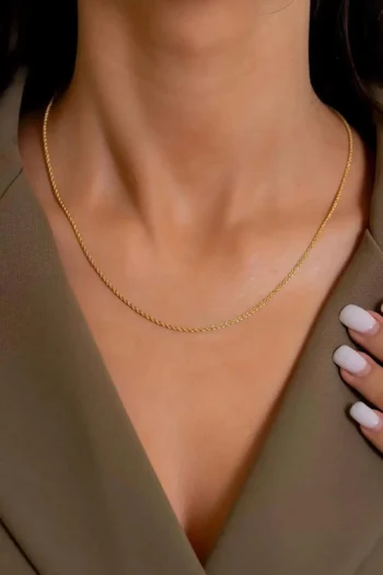 14K Solid Gold Rope Chain Necklace – 1.6 mm