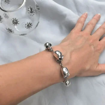 Sterling Silver 925 Gothic Skull Bracelet