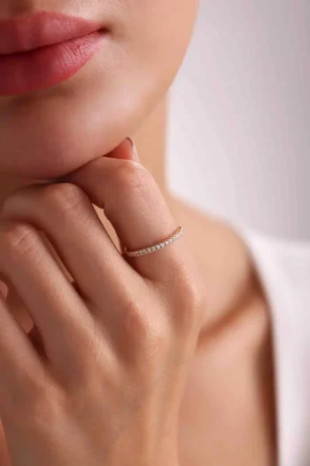 14K Solid Gold Crystal Birthstone Ring – Diamond Cut Eternity Ring