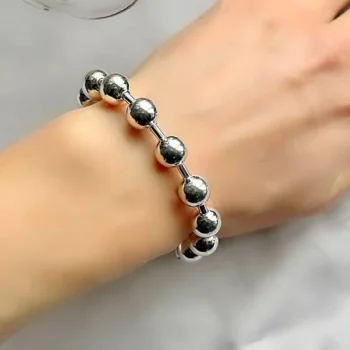Sterling Silver 925 Link & Large Ball Bracelet