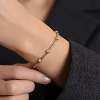 14K Solid Gold Flexible Dorica Ball Bracelet – 3 mm