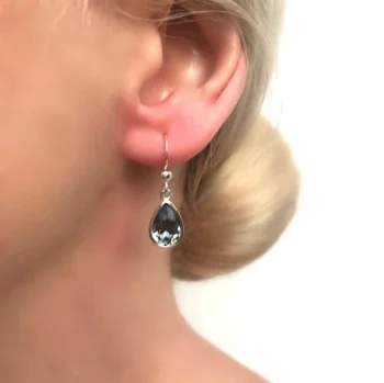 Sterling Silver Black Diamond Swarovski® Crystal Teardrop Earrings
