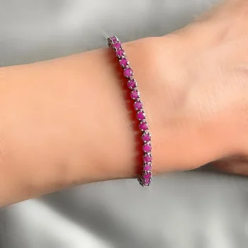 Genuine Eternity Ruby Silver Friendship Tennis Slider Adjustable Bracelet