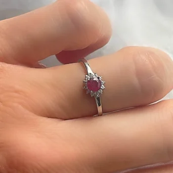 Genuine Ruby Floral Solitaire Silver Ring