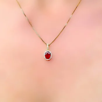 Genuine Ruby Gold Vermeil Pendant and Drop Earrings Set