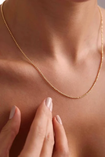 14K Solid Gold Ball Bead Chain Necklace – Dainty Minimalist Chain