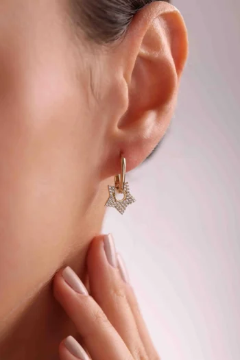 14K Solid Gold Star Clip Earrings – Designer Star Charm Earrings