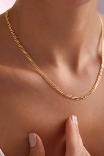 14K Solid Gold Vienna Chain Necklace – 4 mm Double Curb Chain