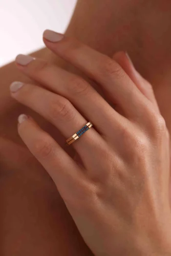 14K Solid Gold Dainty Blue Stone Ring – Minimalist Zircon Ring