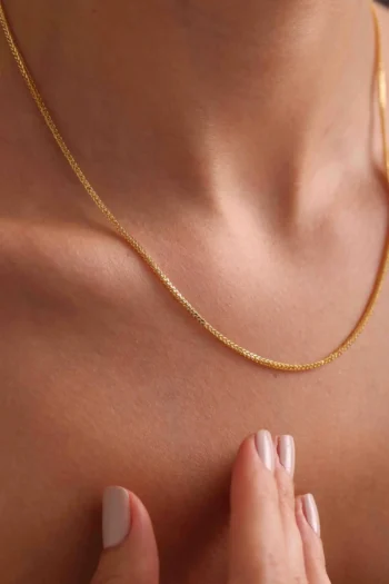 14K Solid Gold Palm Chain Necklace – Spiga Wheat Chain