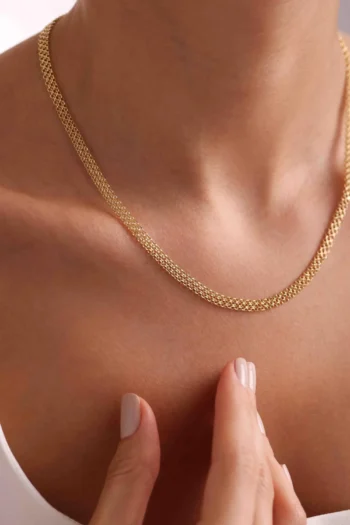 14K Solid Gold Wicker Chain Necklace – Bismarck Chain