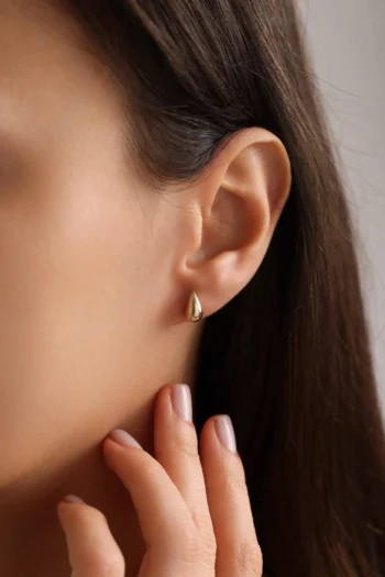 14K Solid Gold Mini Drop Stud Earrings