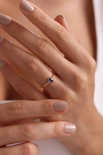 14K Solid Gold Marquise Gemstone Ring