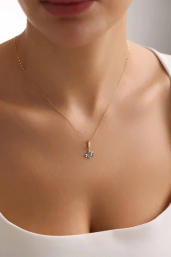 14K Solid Gold Dainty Colourful Fish Necklace – Minimalist Animal Charm