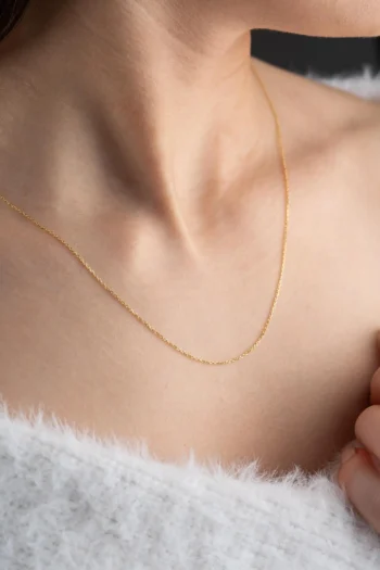 14K Solid Gold 1 mm Cable Chain Necklace – Dainty Everyday Chain