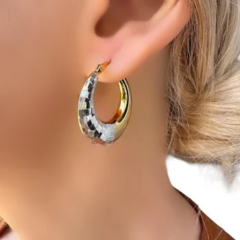 Sterling Silver Gold Vermeil Wide Asymmetric Medium Hoop Earrings
