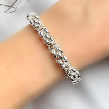Sterling Silver 925 Byzantine Woven Chain Bracelet