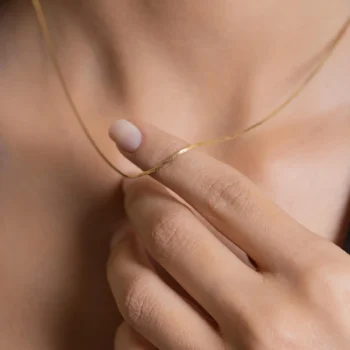 14K Solid Gold Flat Crushed Chain Necklace – 1 mm