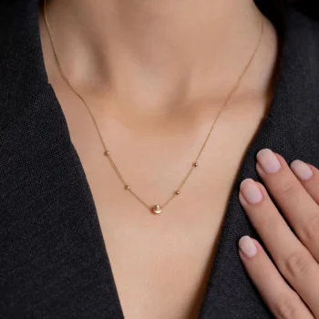 14K Solid Gold Tiny Dorica Ball Necklace