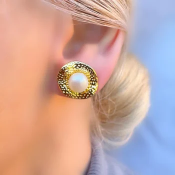 Pearl Gold Vermeil Silver Stud Earrings, Freshwater Bridal Jewellery