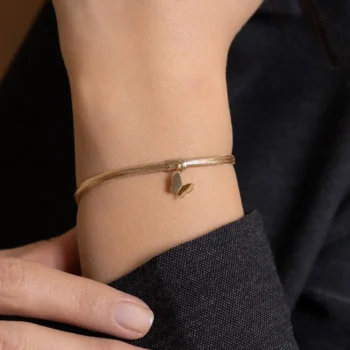 14K Solid Gold Flexible Butterfly Dainty Bracelet – 3 mm