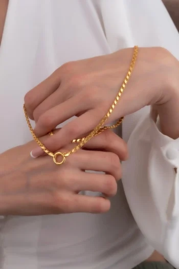 14K Solid Gold Sequin Chain Necklace – Sailor Lock Mirror Chain