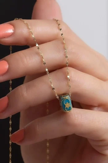 14K Solid Gold Filigree Beaded Chain Necklace – Minimalist Necklace