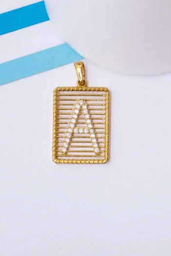 14K Solid Gold Square Alphabet Pendant – Personalised Letter Pendant