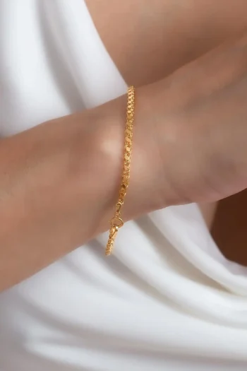 14K Solid Gold Dainty Sculy Bracelet – Sequin Chain Bracelet