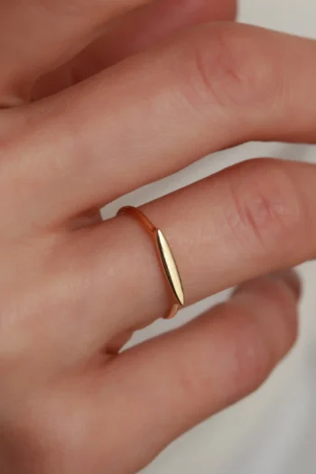 14K Solid Gold Signet Bar Ring – Dainty Minimalist Ring