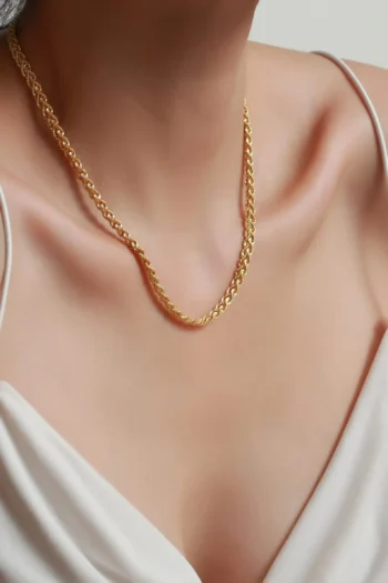 14K Solid Gold Braided Rope Chain Necklace – Sailor Lock Chain