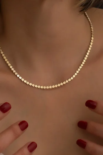 14K Solid Gold Star Choker Necklace – Tiny Celestial Star Necklace