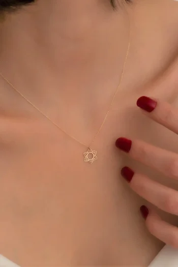 14K Solid Gold Tiny Sun Necklace – Minimalist Summer Pendant