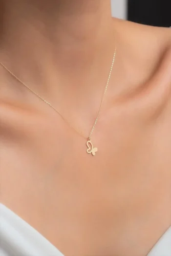 14K Solid Gold Tiny Butterfly Necklace – Minimalist Butterfly Pendant