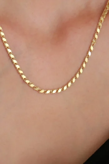 14K Solid Gold Sequin Chain Necklace