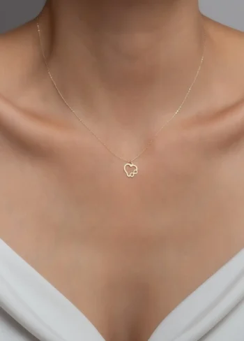 14K Solid Gold Infinity Detailed Heart Necklace – Minimalist Heart Pendant