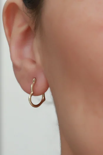 14K Solid Gold Heart Hoop Earrings
