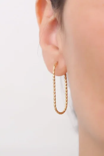 14K Solid Gold Rectangle Hoop Earrings – Spiral Square Hoops