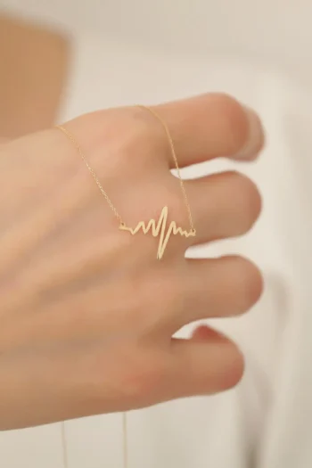 14K Solid Gold Rhythm Necklace – Heartbeat Necklace
