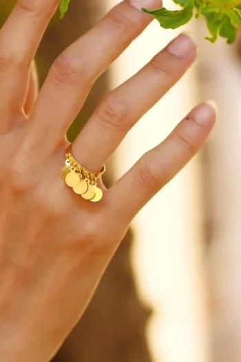 14K Solid Gold Sequin Ring – Handmade Scaly Gold Ring